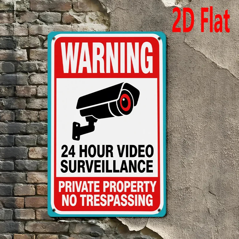 Warning Camera Pattern, Outdoor Sign, Iron Metal Plate Wall Decorative Marker for Security Scene Enhancement and Rigorous